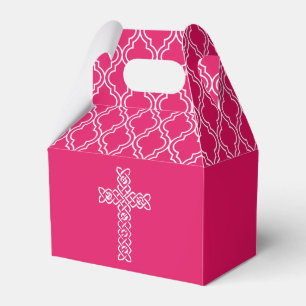 Cross Ruby Pink Girl's Communion Party Favour Bo Favor Box