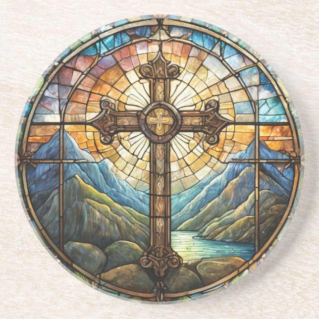 Cross Sandstone Coaster (Front)