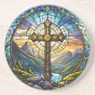 Cross Sandstone Coaster