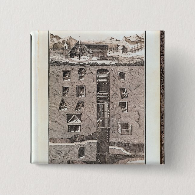 Cross-section of a mine 2 inch square button (Front)