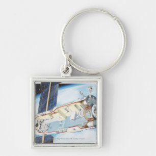 Cross section of solar powered space station keychain