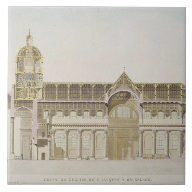 Cross Section of the Church of St. Jacques, Brusse Tile (Front)