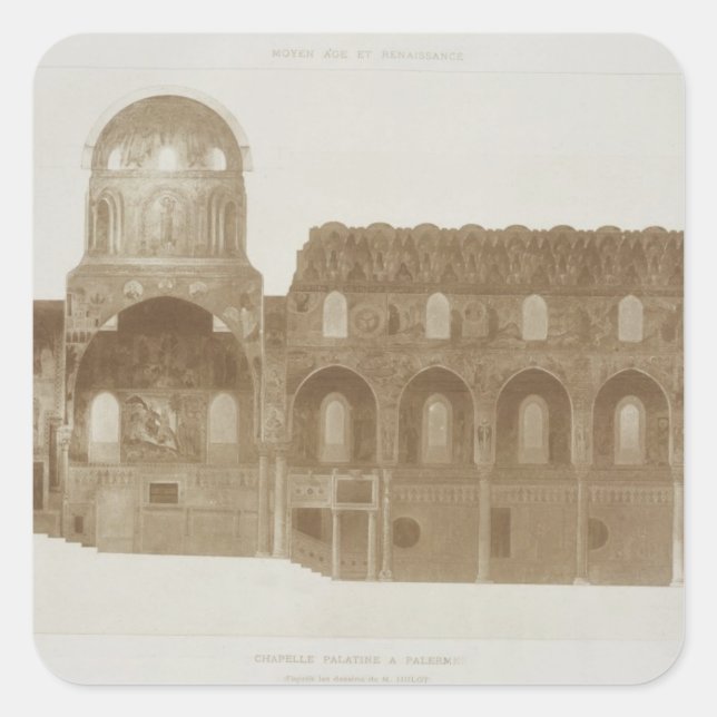 Cross-Section of the Palatine Chapel, Palermo, Sic Square Sticker (Front)