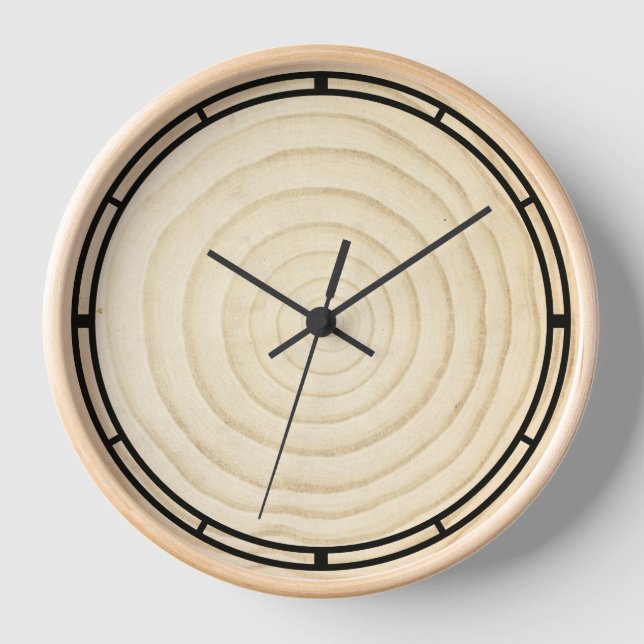 Cross Section Pine Tree Wood Rings Clock (Front)