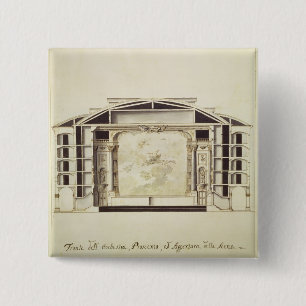 Cross section view of a theatre on the Grand Canal 2 Inch Square Button