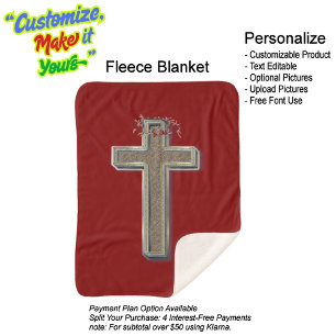 Cross Sherpa Blanket with Red Background