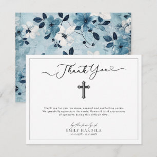 Cross Simple Scrift Funeral Thank You Card