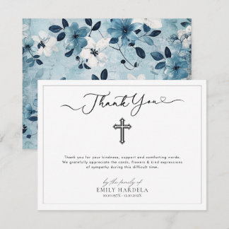 Cross Simple Scrift Funeral Thank You Card