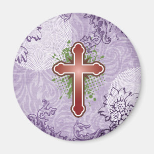 Cross soft knob red solid bg magnet