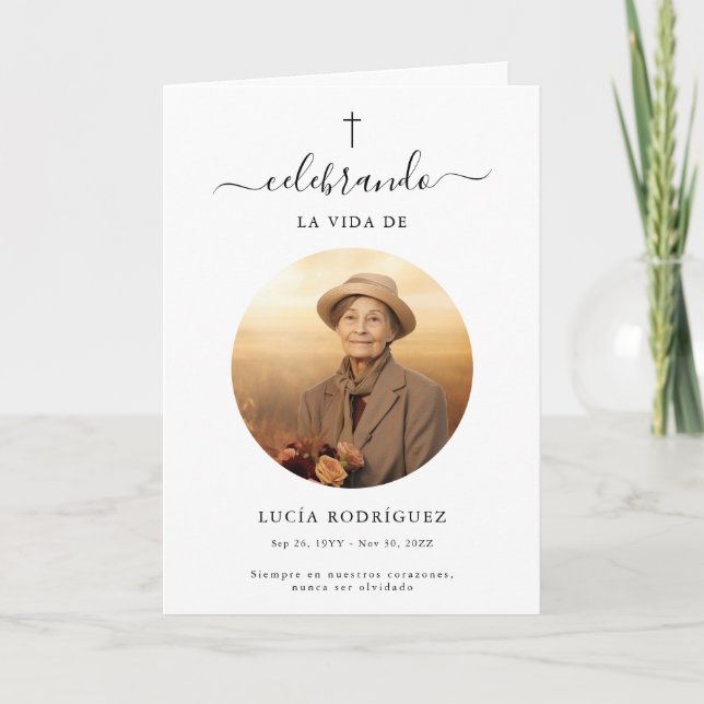 Cross Spanish Funeral Memorial Obituary Program (Front)