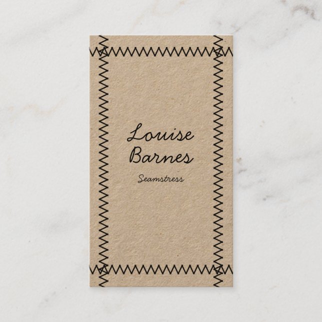 Cross stich frame tailor kraft business card (Front)