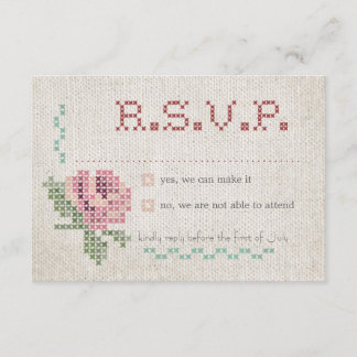 Cross-Stitch Antique Wedding RSVP Card