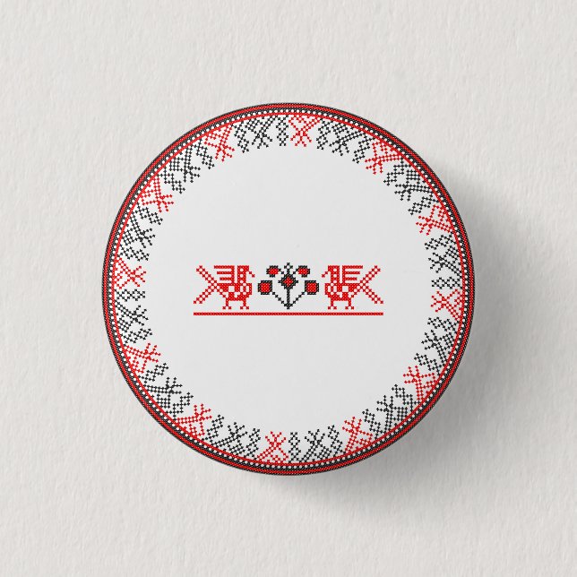 Cross-stitch birds 1 inch round button (Front)