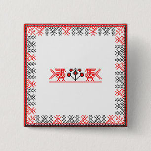 Cross-stitch birds 2 inch square button