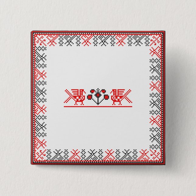 Cross-stitch birds 2 inch square button (Front)