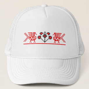 Cross-stitch birds trucker hat