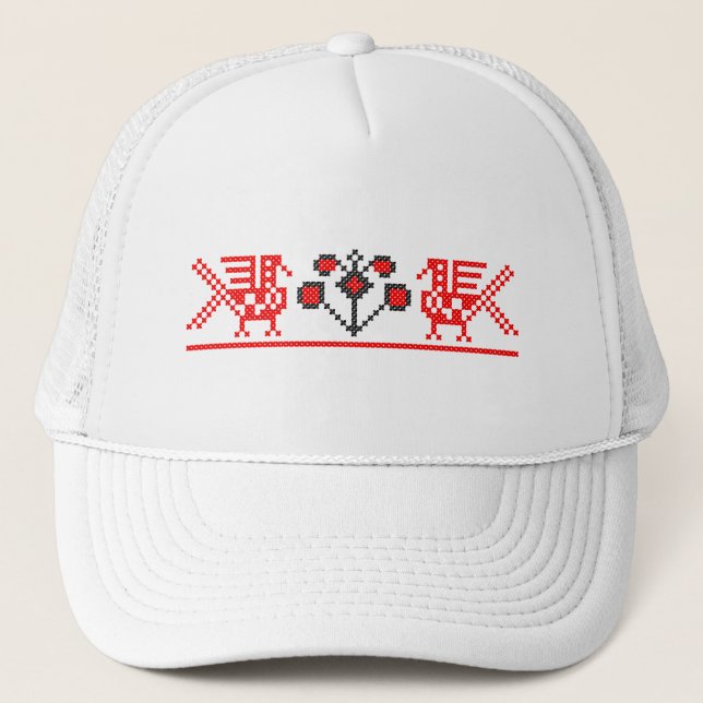 Cross-stitch birds trucker hat (Front)
