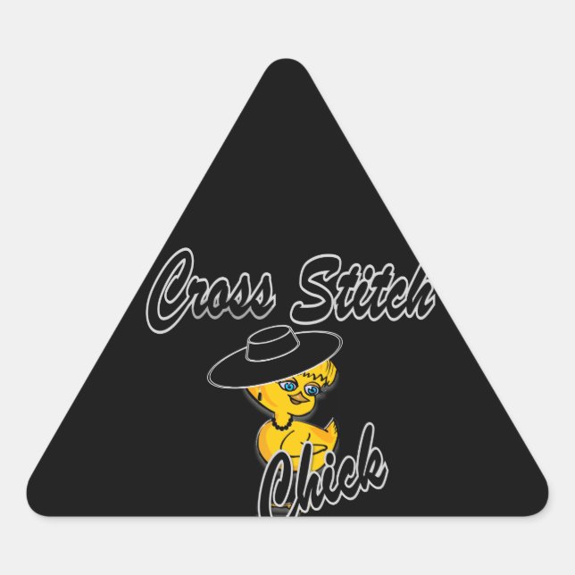 Cross-Stitch chick #4 Triangle Sticker (Front)