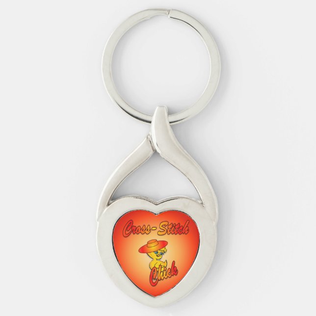 Cross-Stitch Chick #5 Keychain (Front)