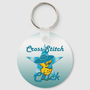 Cross-Stitch Chick #7 Keychain
