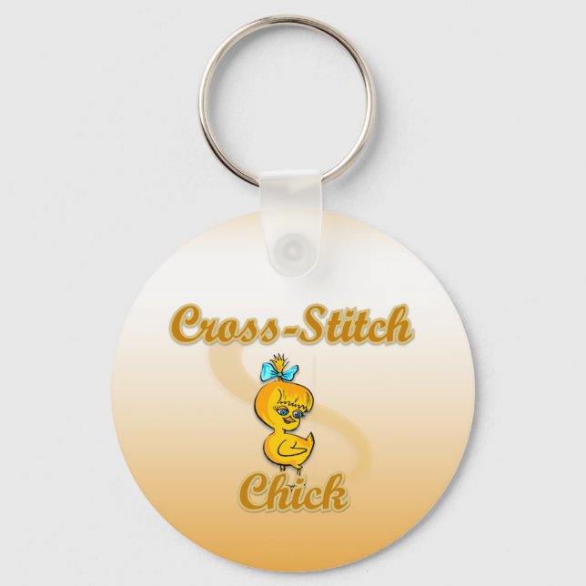 Cross-Stitch Chick Keychain (Front)