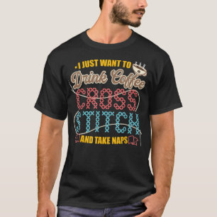 Cross Stitch Coffe Caffeine Drinker T-Shirt