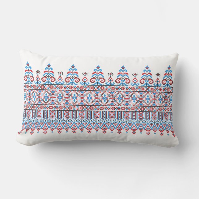 Cross-stitch design lumbar pillow (Front)