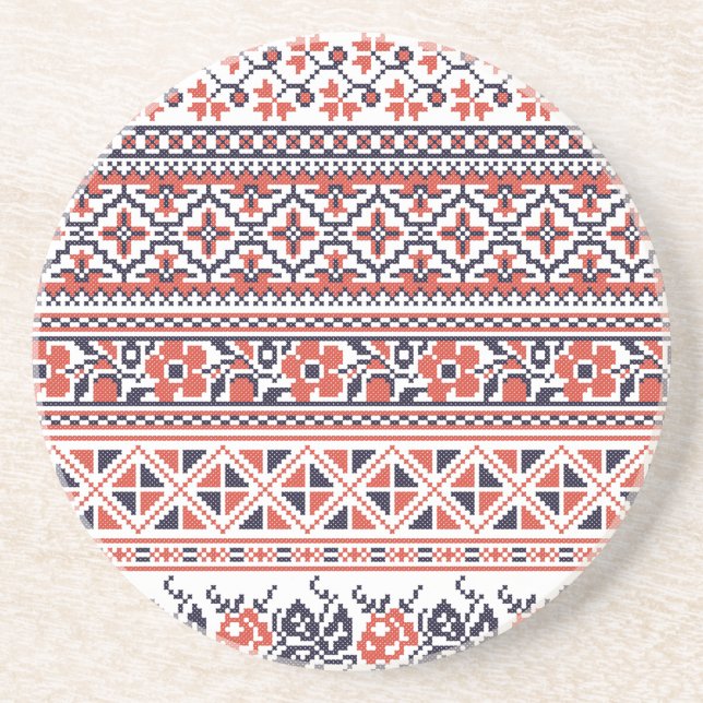 Cross-stitch design Patterns Coaster (Front)