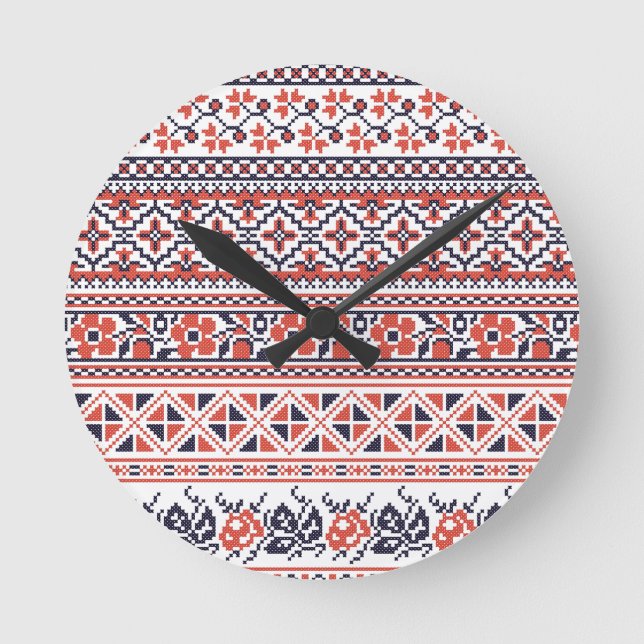 Cross-stitch design Patterns Round Clock (Front)