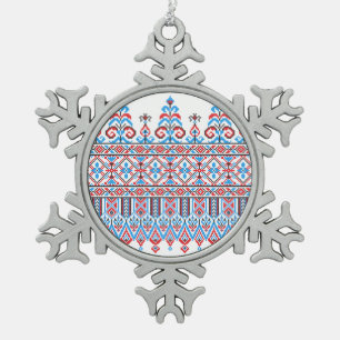 Cross-stitch design snowflake pewter christmas ornament