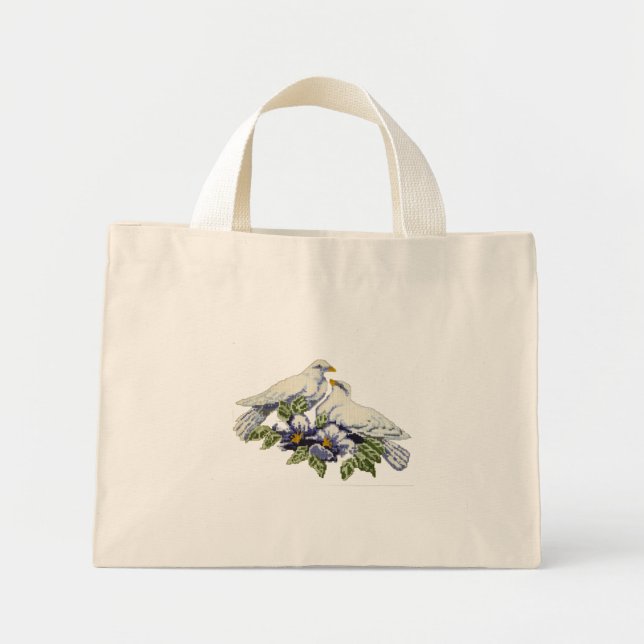 Cross stitch Doves Mini Tote Bag (Front)