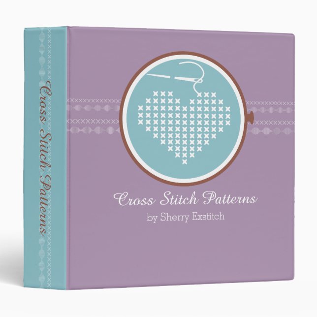Cross stitch embroidery hoop heart needle thread binder (Front/Spine)