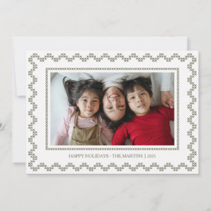 Cross stitch frame happy holidays Christmas Card