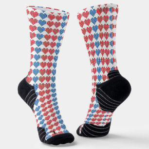 Cross Stitch Hearts Pattern Socks