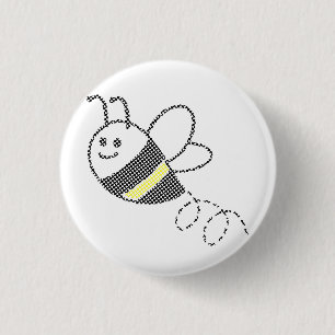 Cross Stitch Pattern Print Cute Bee 1 Inch Round Button