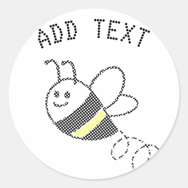 Cross Stitch Pattern Print Cute Bee Baby Shower Classic Round Sticker (Front)