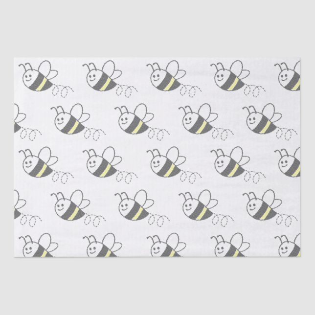 Cross Stitch Pattern Print Cute Bee Baby Shower Tissue Paper (Front)
