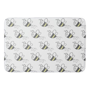 Cross Stitch Pattern Print Cute Bee  Bath Mat
