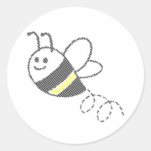 Cross Stitch Pattern Print Cute Bee  Classic Round Sticker