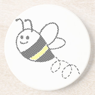 Cross Stitch Pattern Print Cute Bee Coaster