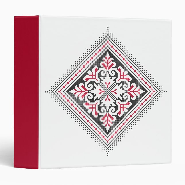 Cross-stitch pattern. Red and black ethnic decor Binder (Front/Spine)