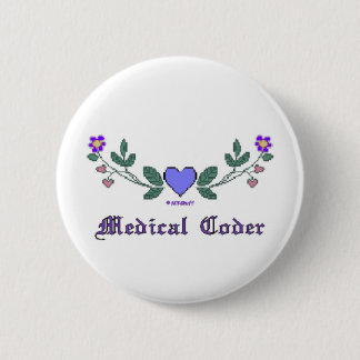 Cross Stitch Print Medical Coder 2 Inch Round Button