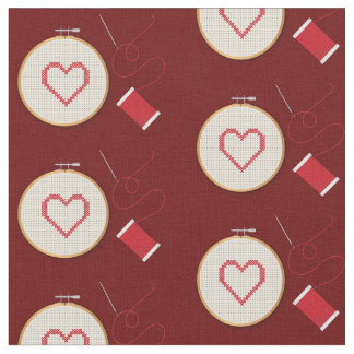 Cross Stitch Sewing Heart Fabric