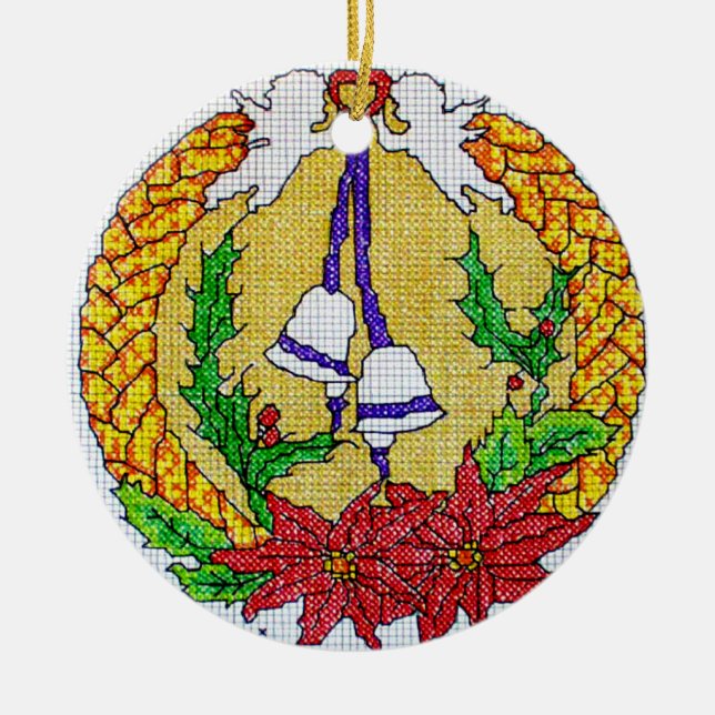 Cross Stitch Style Christmas Ornament (Front)