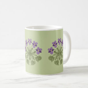 "Cross Stitch" Violets Coffee Mug