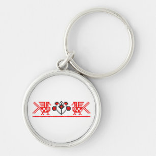 Cross-stitch Wedding couple elegant love birds Keychain