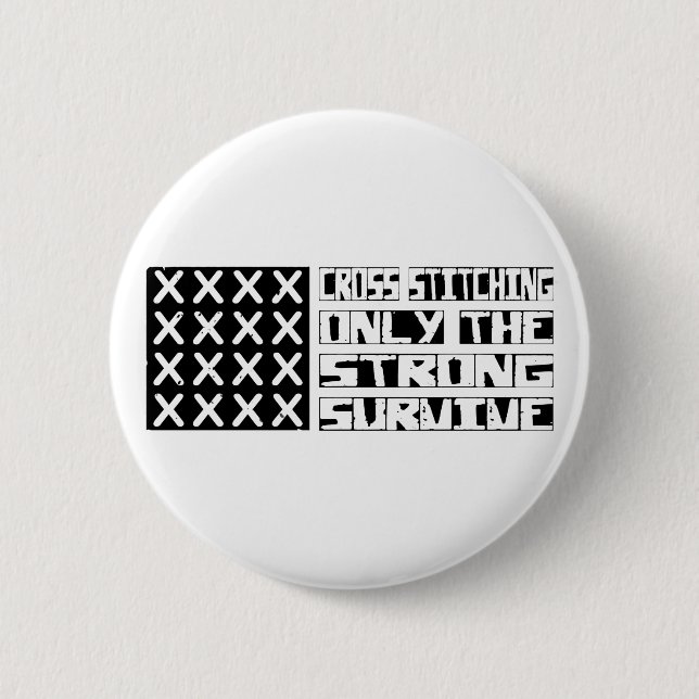 Cross-stitching Survive 2 Inch Round Button (Front)