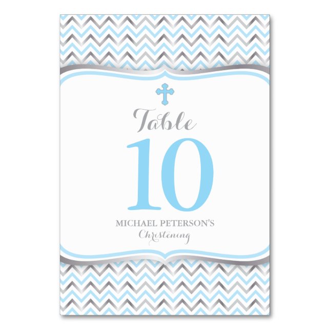 Cross Table Number-Blue & Silver Number (Front)