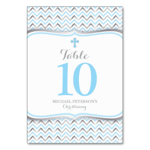 Cross Table Number-Blue & Silver Table Number