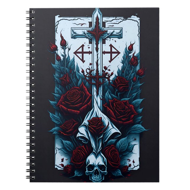 cross tattoo flower 10 notebook (Front)